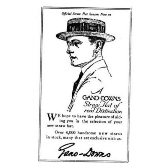 1920s Americana Gano Downs Woven Straw and Velvet Bow Hat